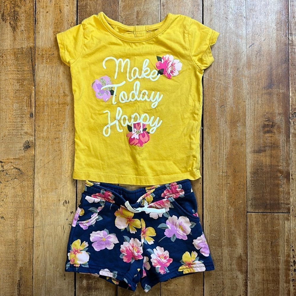 Carters outfit 2T Floral Short Sleeve Shirt shorts set girls cotton summer
